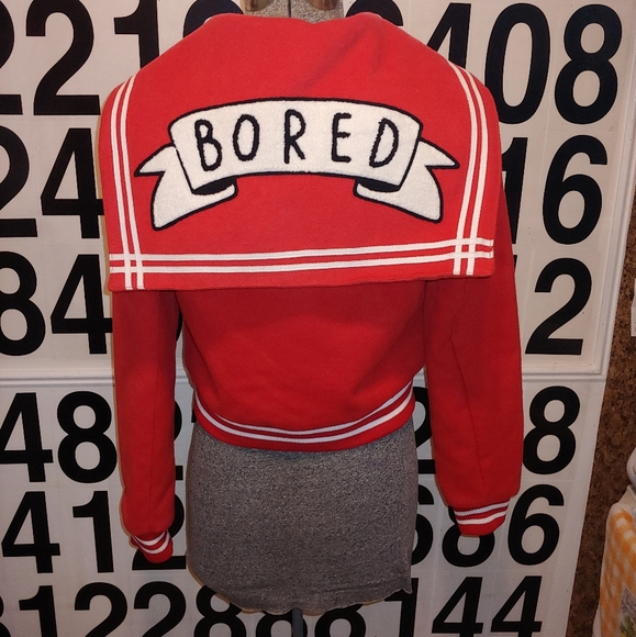Lazy Oaf Bored Varsity Nautical Cropped Jacket Coat - Picture 1 of 8